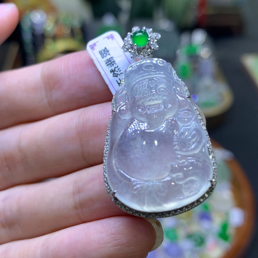 翡翠18K金镶嵌颈饰翡翠玉石吊坠