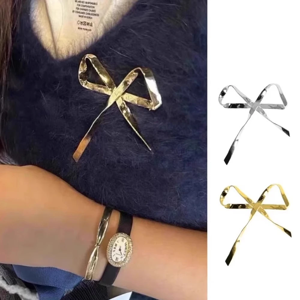 铜合金胸针 韩国博主同款蝴蝶结胸针女甜美精致胸花金属别针配饰