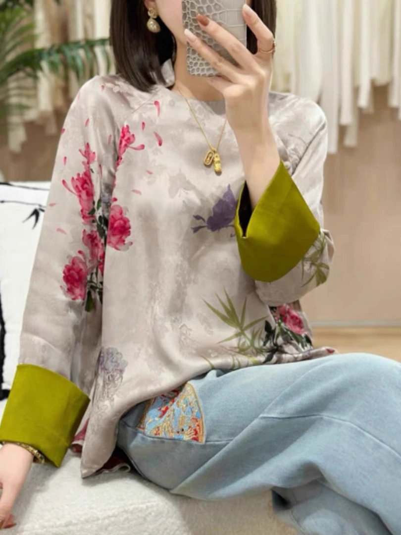 南油朱朱 提花香云纱衬衫527