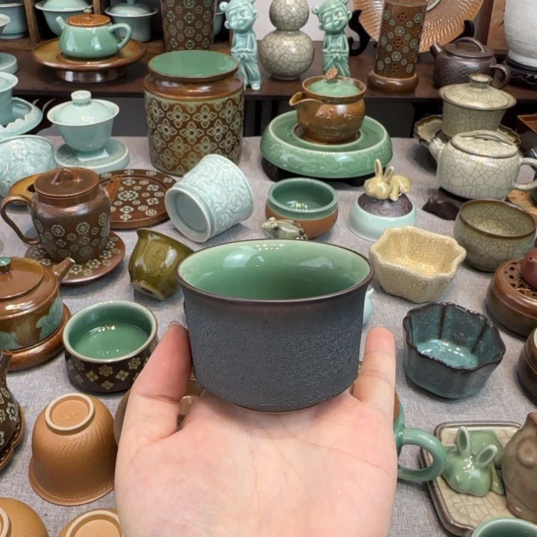 龙泉青瓷玄石双釉主人杯