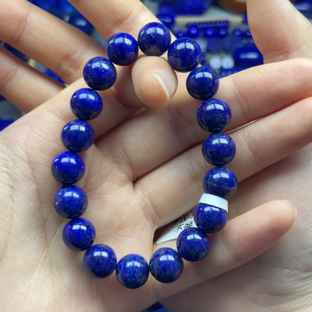 青金石未镶嵌圆珠手串10+