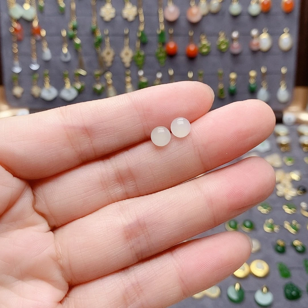 银S925镶嵌和田玉耳饰