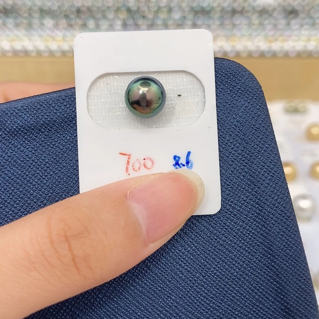 海水珍珠未镶嵌颈饰8.6mm孔雀绿