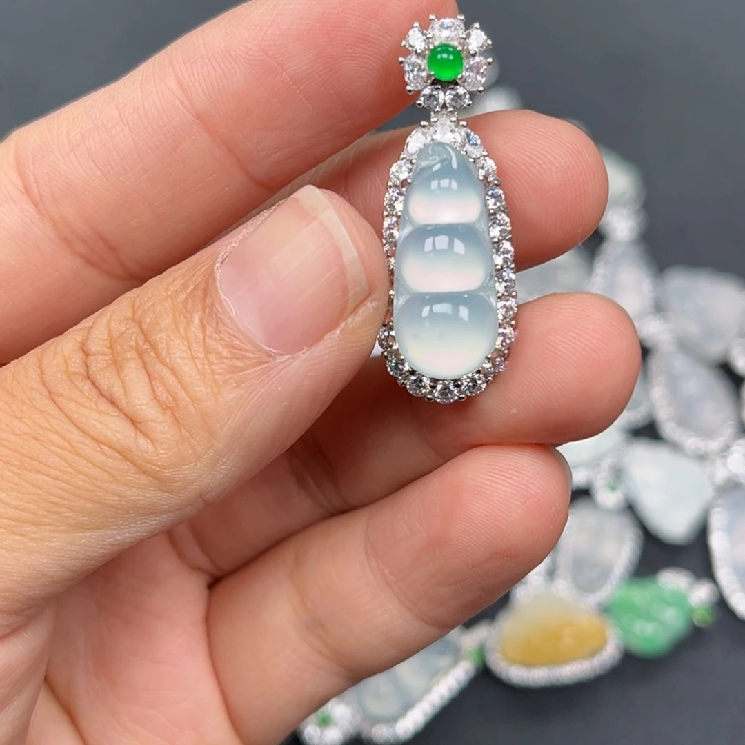 翡翠银S925镶嵌吊坠(不含链)