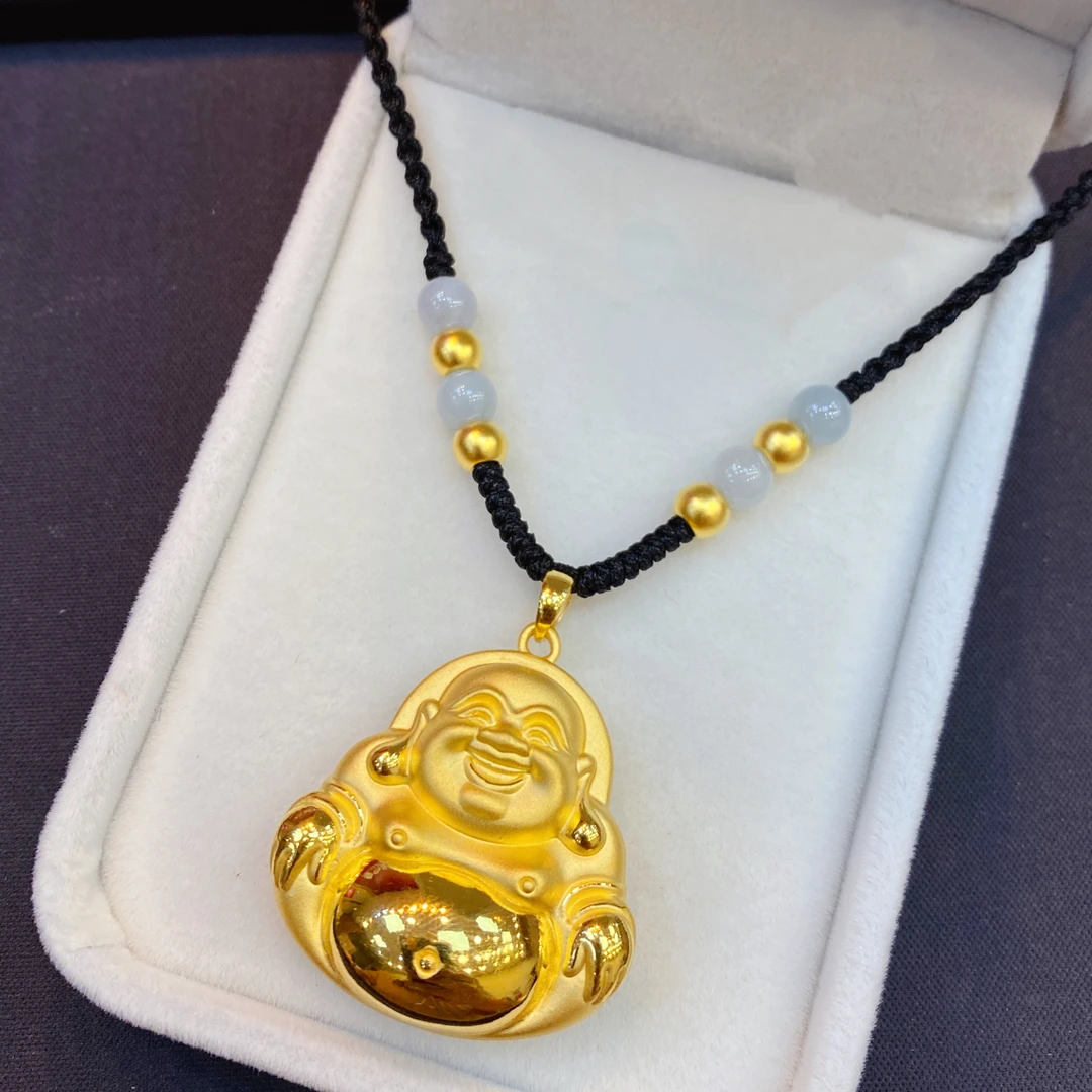 足金999大肚佛编绳项链