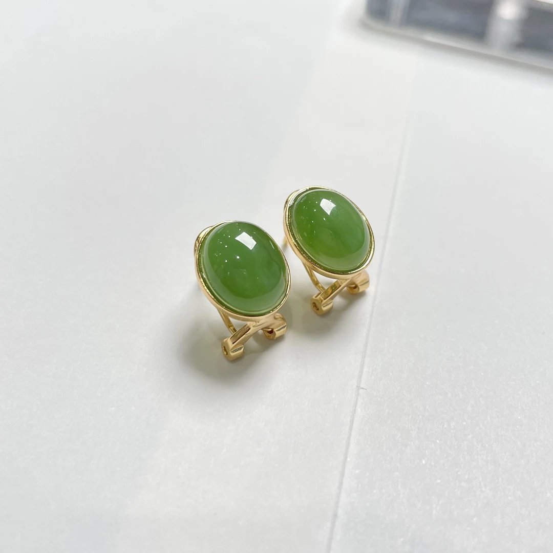 猫眼碧玉蛋面9*11耳扣s925 KT25030720