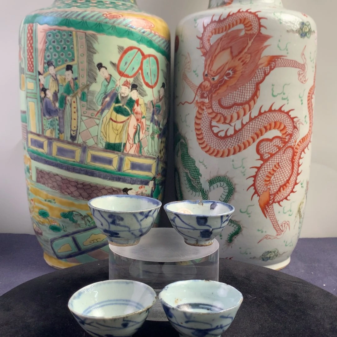 杯子陶6596瓷器—青花茶圆4只