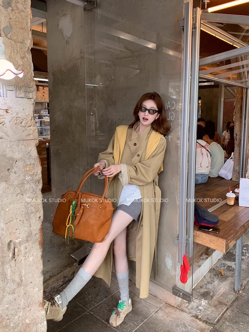 都市浪漫~英伦风垂感宽松显瘦风衣外套女小个子休闲大衣气质网红