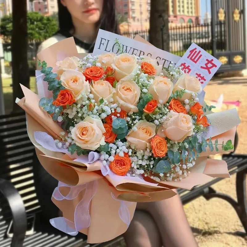 【幸运有你】11朵香槟玫瑰鲜花·生日礼物纪念日送女友闺蜜·同城速递