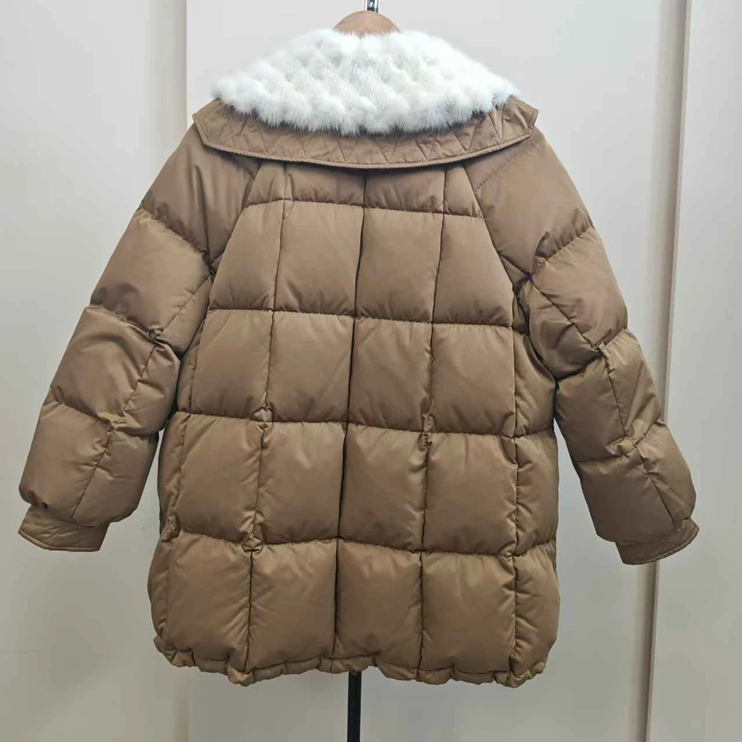 【丽公主】商场同款新品水貂毛领宽松版鹅绒服N0910B34991