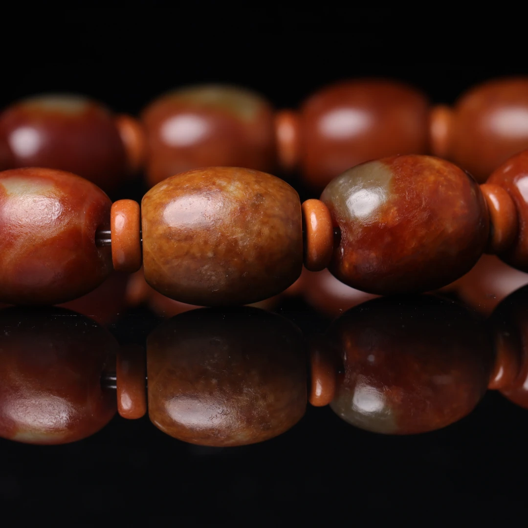 明代河磨玉素手串