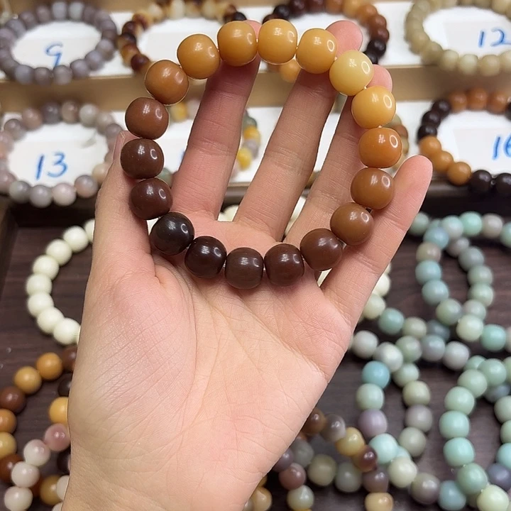 菩提根/象牙果手串卡14干磨苹果珠泡芙