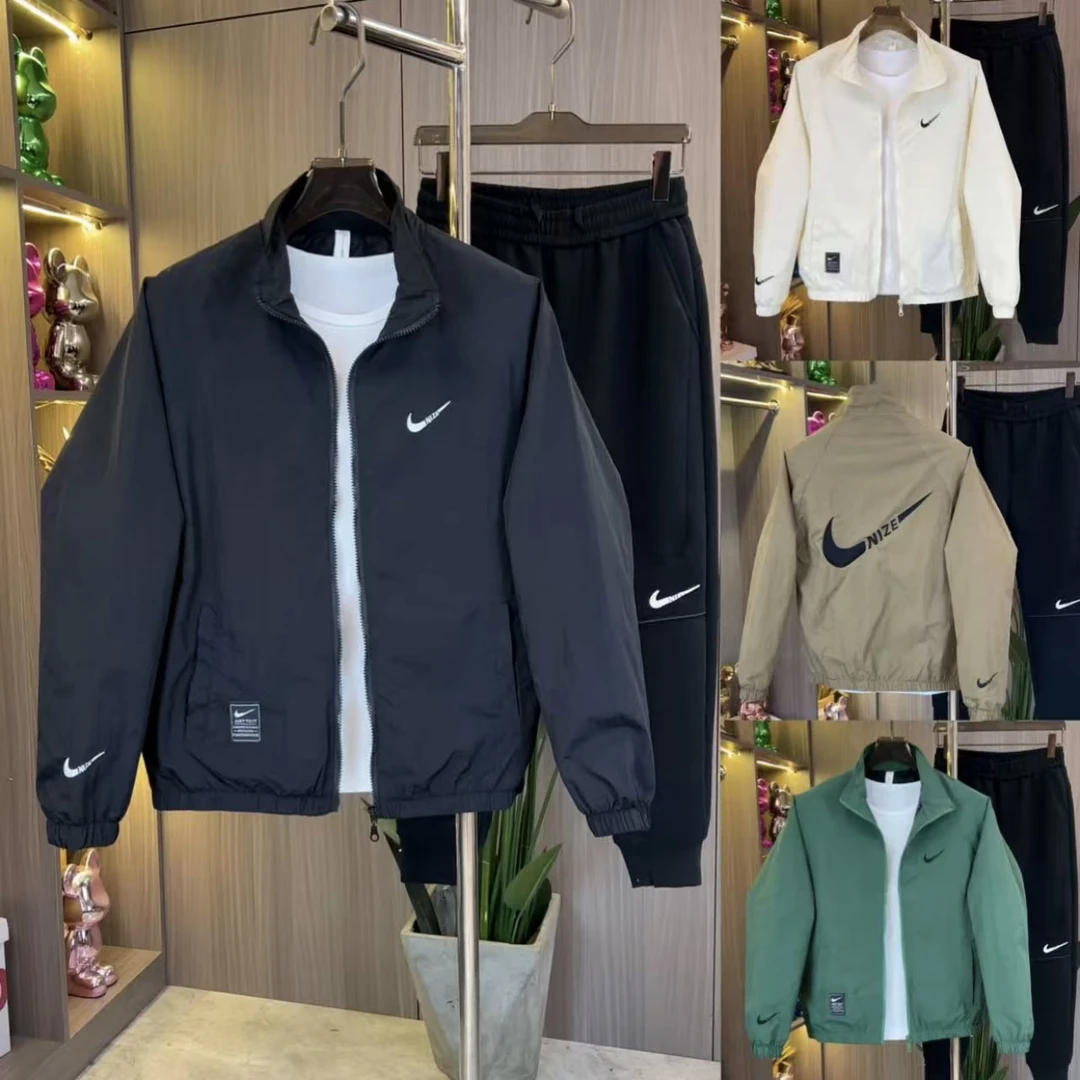 橡筋下摆夹克春秋季男士户外情侣薄款立领潮流男刺绣韩版786-11