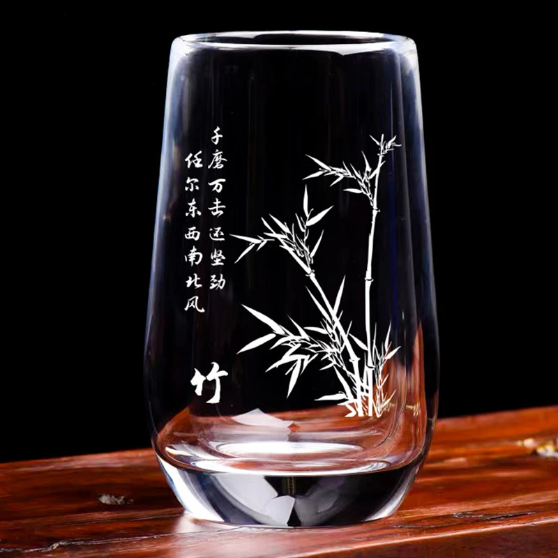 安享原矿石水晶泡茶杯子耐热大容量家用绿茶水杯加厚茶具高档送礼