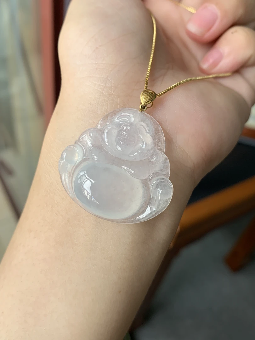 缅甸a货冰种大佛公精美女士吊坠