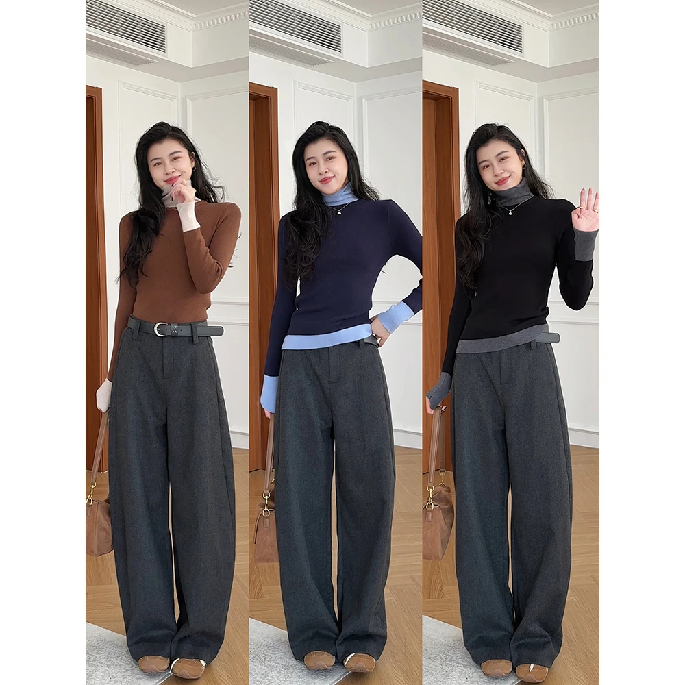 张阿星【撞色打底】气质通勤时尚高领撞色拼色百搭修身保暖内搭毛衣