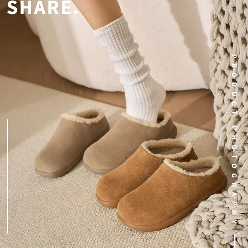 加厚加绒小土豆雪地靴女款2025新款冬季棉鞋勃肯鞋男女同款穆勒鞋