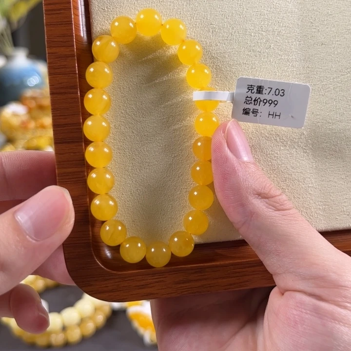 手串琥珀未镶嵌8.4mm精工焦皮同料圆珠hh