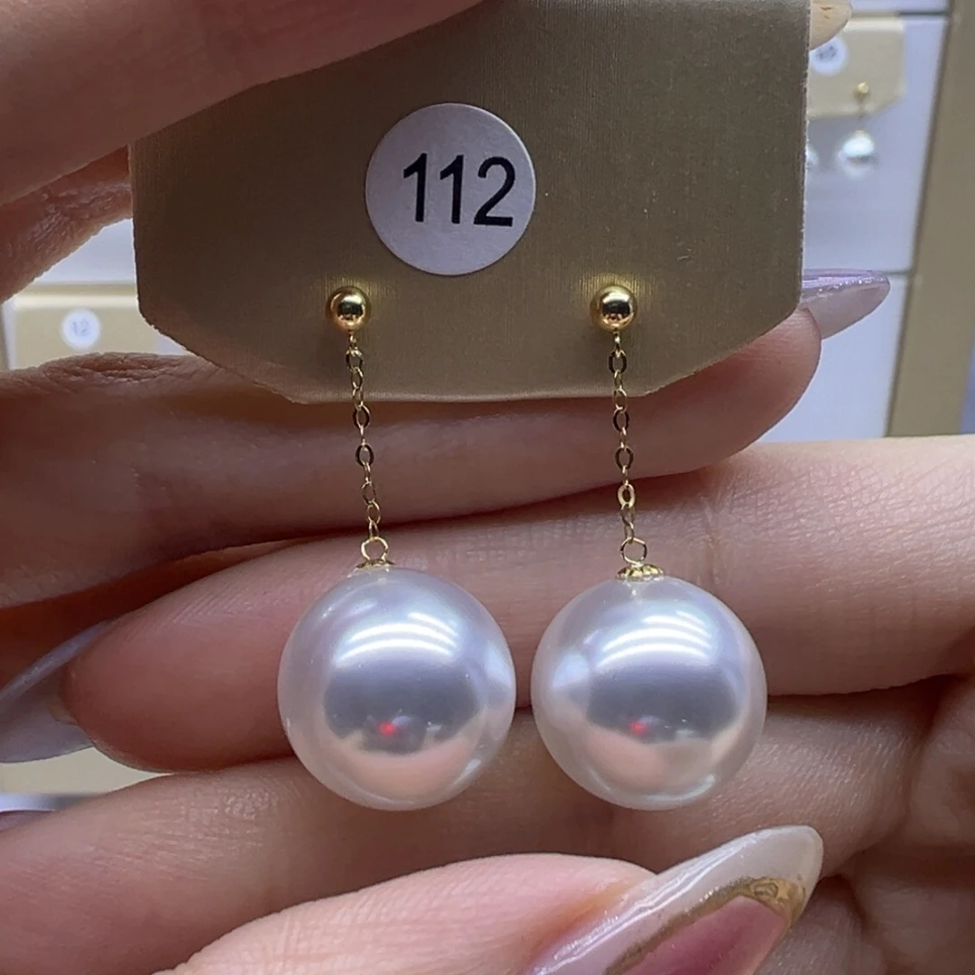 18K金镶嵌淡水珍珠耳饰