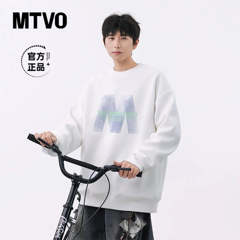 MTVO迈特优秋季新款卫衣男圆领印花卫衣潮流百搭休闲上衣长袖8986