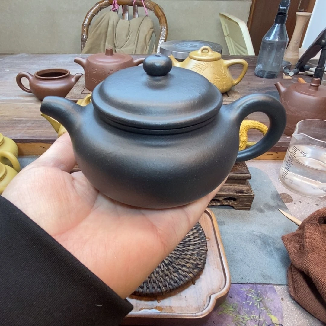 茶壶紫砂仿古壶（原矿黑泥220cc）