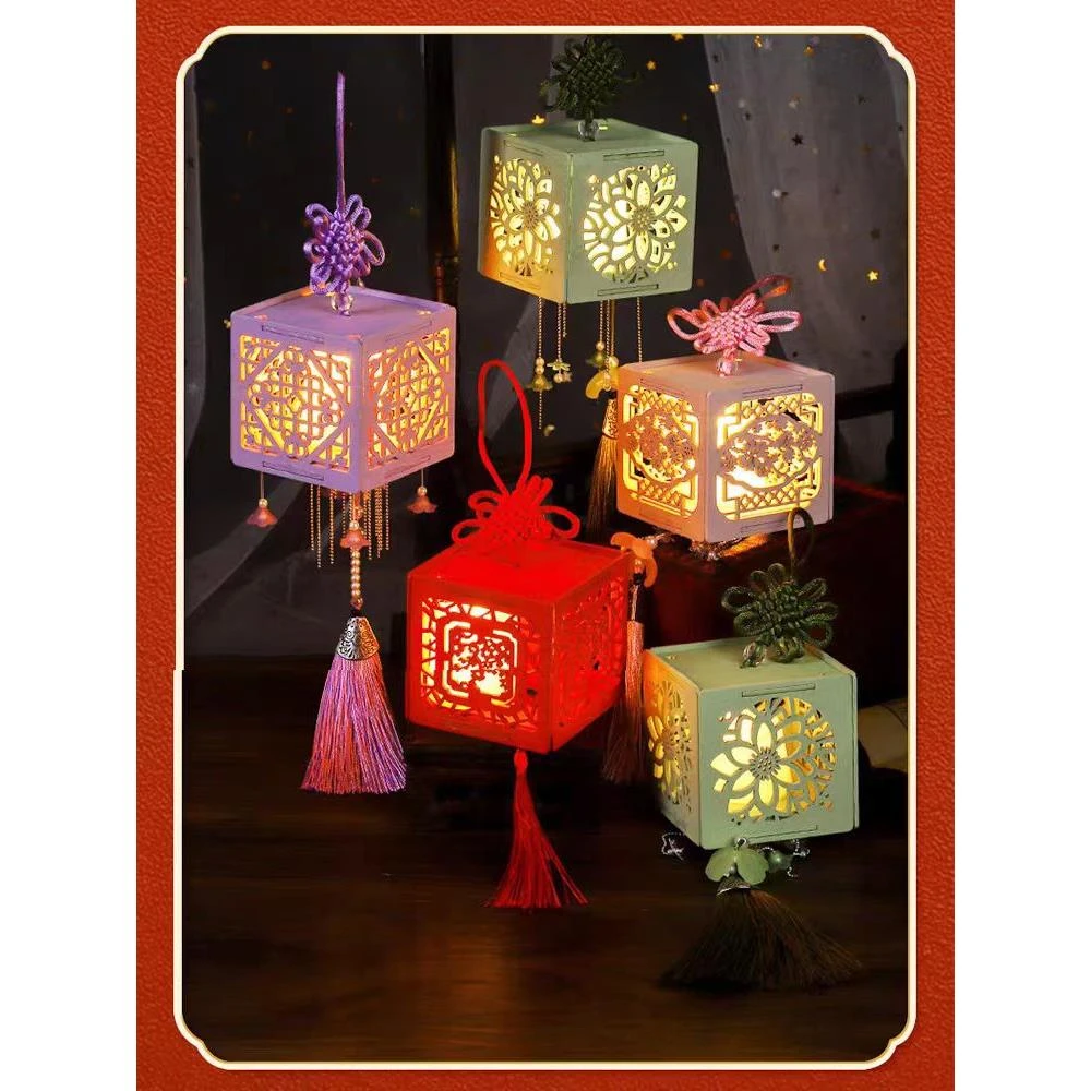 新年古风灯笼雕花儿童手提玩具手工元宵diy过年春节花灯灯笼礼物