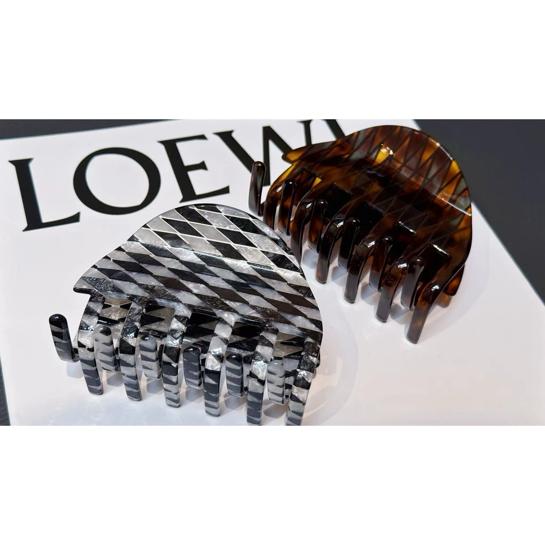 France法式半圆晕染 格纹 ins盘发半抓鲨鱼抓夹