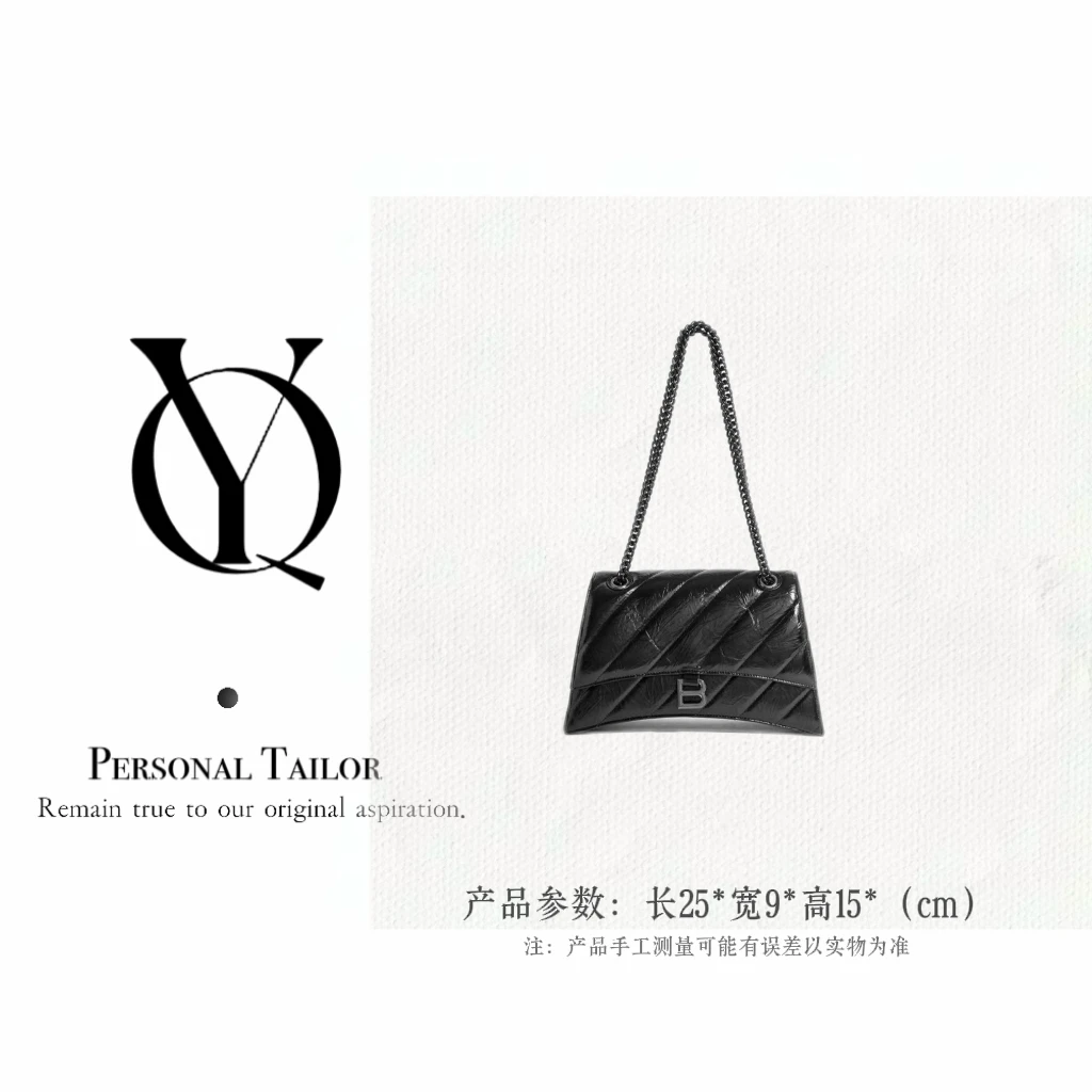 新款时尚单肩包经典女士月牙链条包5610黑