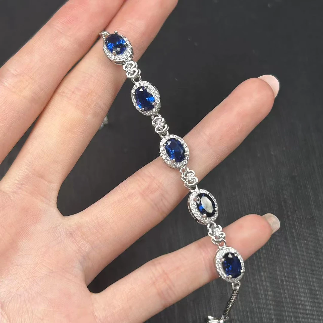 阿鲁沙-气质时尚蓝宝石-精工合金合成/培育手链715