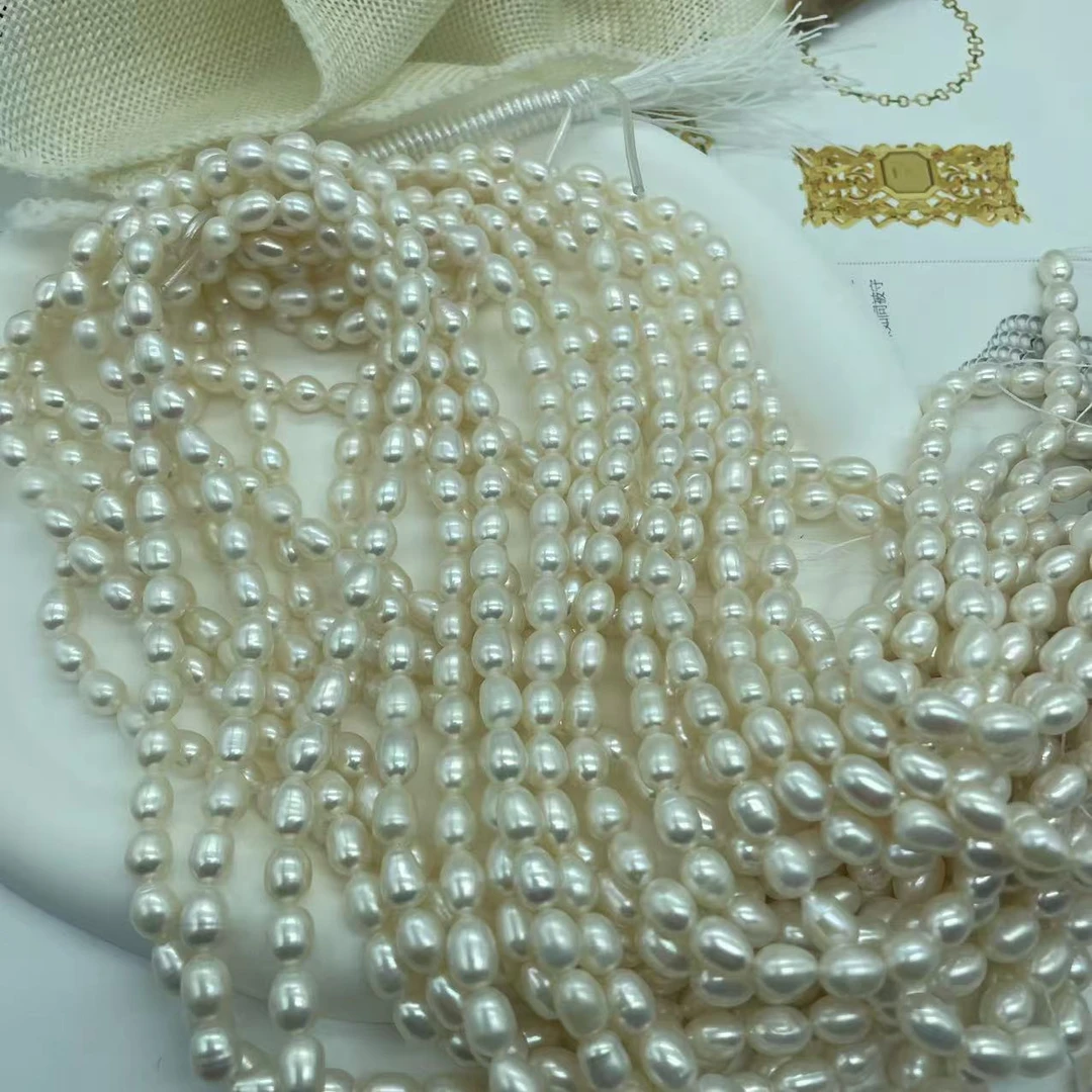 6.5MM左右白色天然淡水珍珠米珠半成品37.5-38厘米