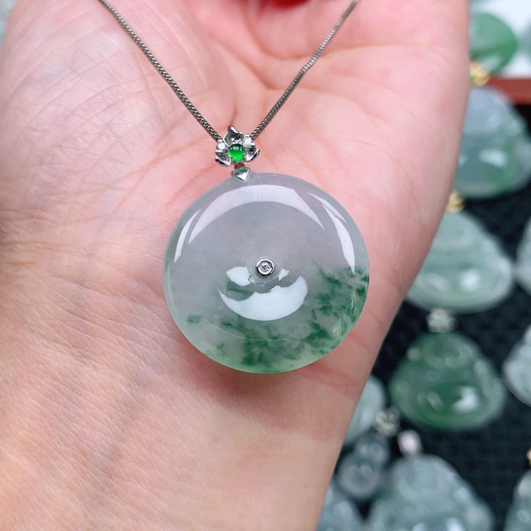 翡翠吊坠(不含链)18K金镶嵌