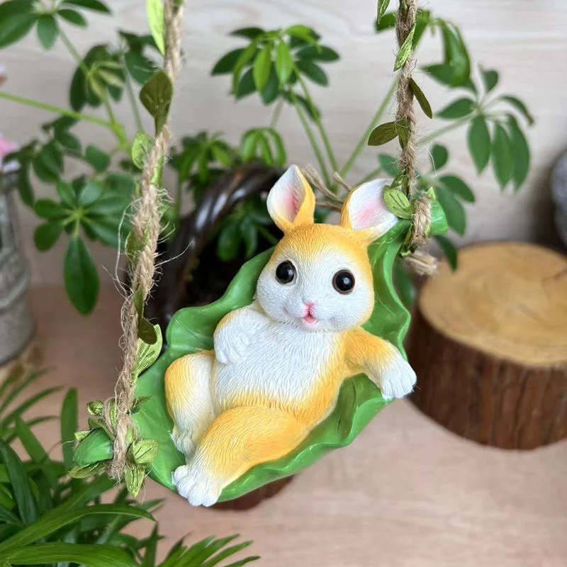 史克森吊床兔子挂件户外庭院花园别墅布景观吊件阳台装饰树脂摆件