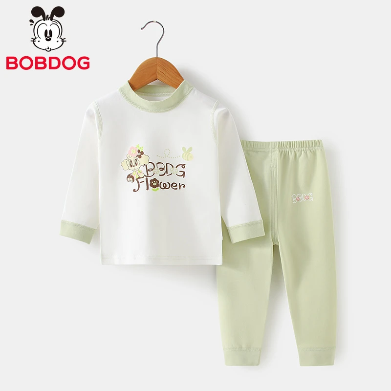 100%全棉260克秋冬巴布豆儿童秋衣秋裤套装韩版女童家居服睡衣