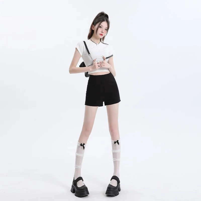 黑色短裤女高腰短裤女款夏天2025秋冬小个子显瘦高级a字热裤紧身