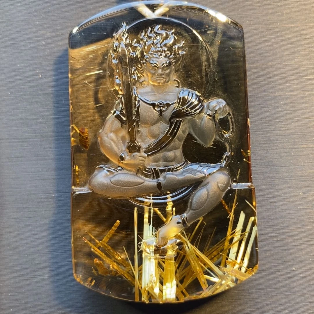 未镶嵌水晶颈饰钛晶花不动明王吊坠