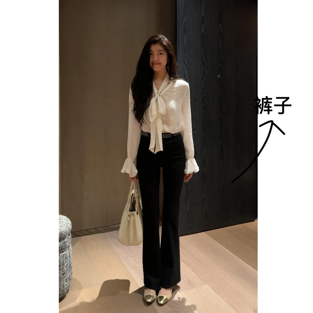 【N·COU】25秋新款【臀腰差】高腰显瘦黑色微喇休闲裤唐装DY78501