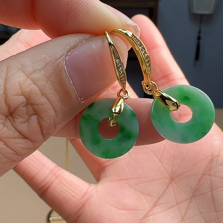 翡翠耳饰银S925镶嵌耳饰