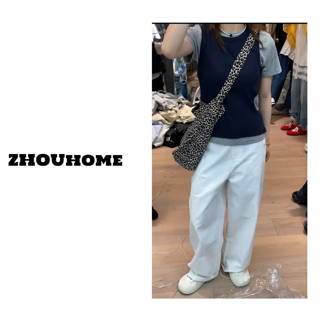 【周周服饰】欧货设计感休闲叠穿T恤背心两件套女春季2025新款