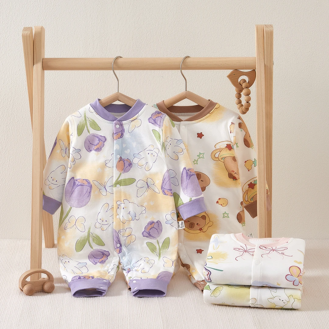 A类婴儿衣服新生儿40g薄棉全衣无骨婴幼儿a类夹棉连体衣男女宝宝