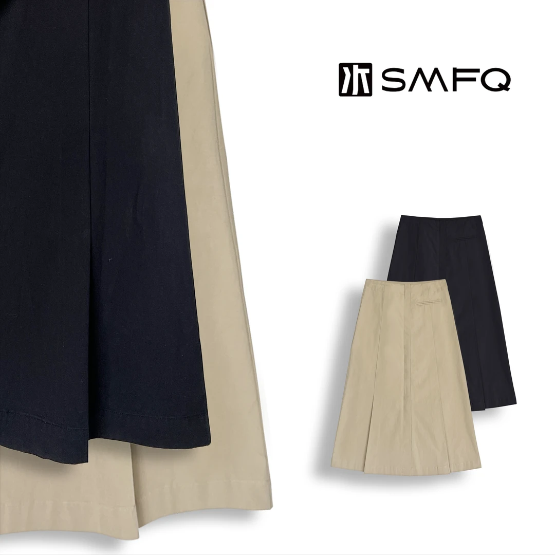 水木夫妻”质感提炼“100%棉线条美学削胯显瘦A字压褶半身裙