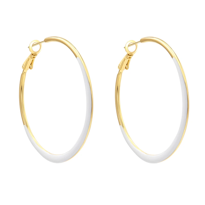 一撇一捺 铜合金耳饰 YPYN耳圈女白色大脸显瘦耳环酷飒独特造型感