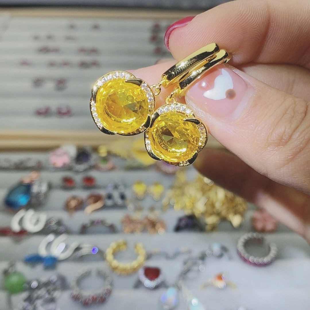 【闪购商品】托帕石耳饰银S925镶嵌