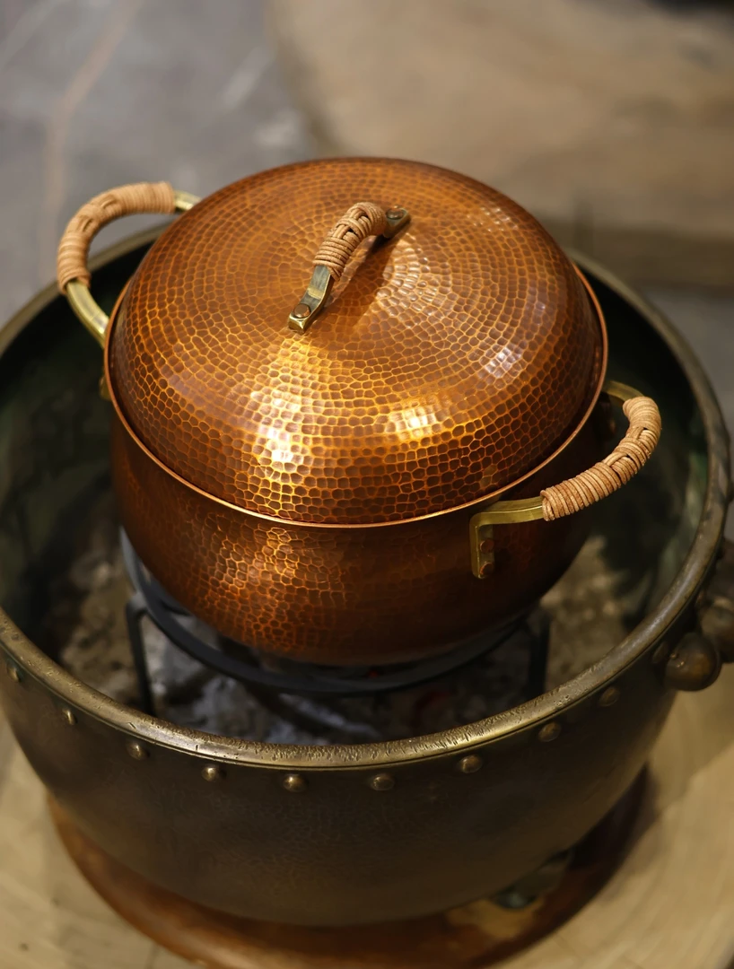 手作铜汤锅铜火锅高端手作铜锅纯铜一体打出直径22cm约3.6升