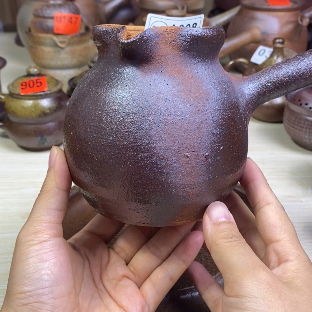 微瑕柴烧粗陶烤茶罐600毫升左右