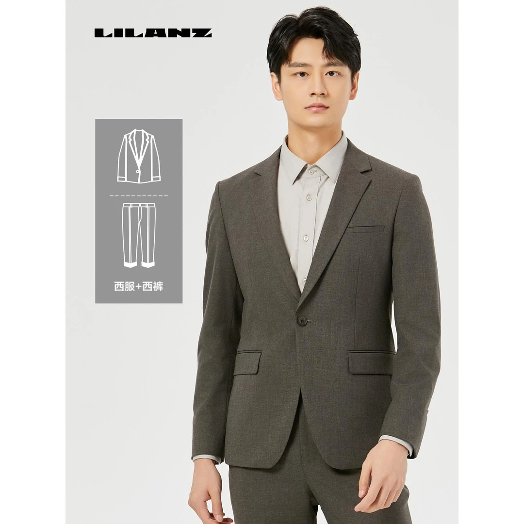 【TR混纺-】利郎总部平驳领男士修身立体时尚简约商务西服24 QXF 20