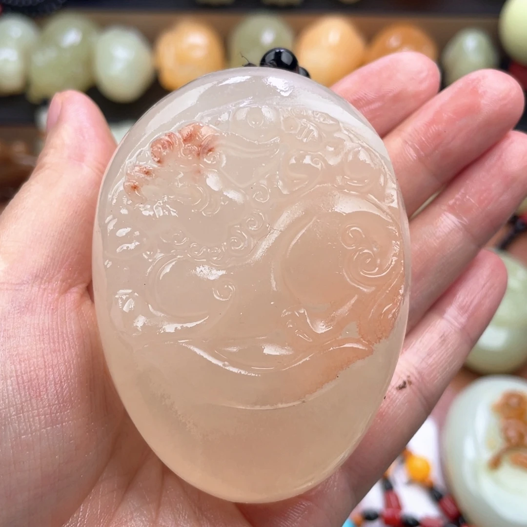 用***2石材天然古青石手把件