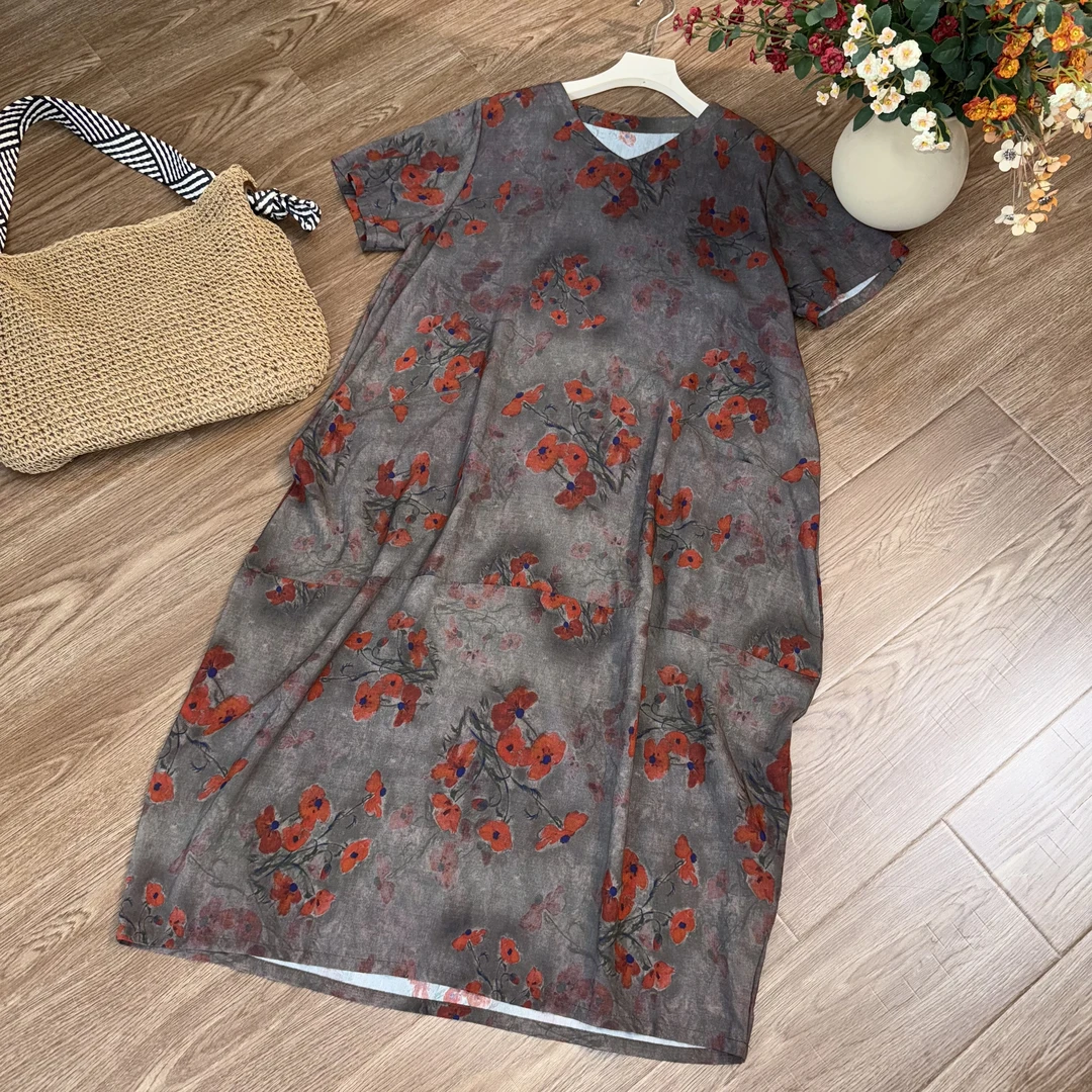 [幽冷]Z255夏季长款显瘦时尚连衣裙气质休闲复古国风旗袍裙