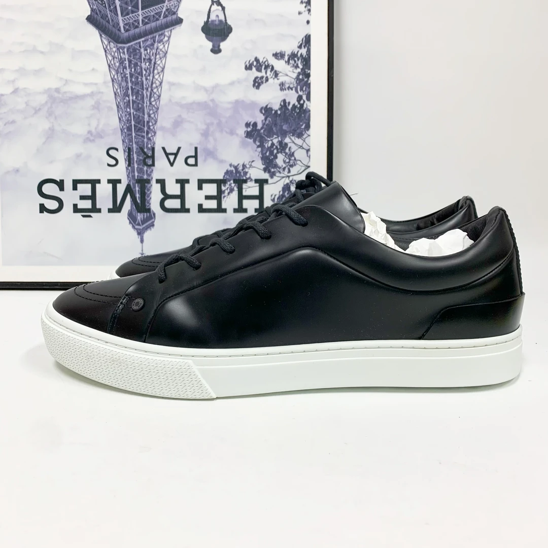 全新未使用 Hermes/爱马仕 爱马仕Irwin系列黑色皮面板鞋真皮