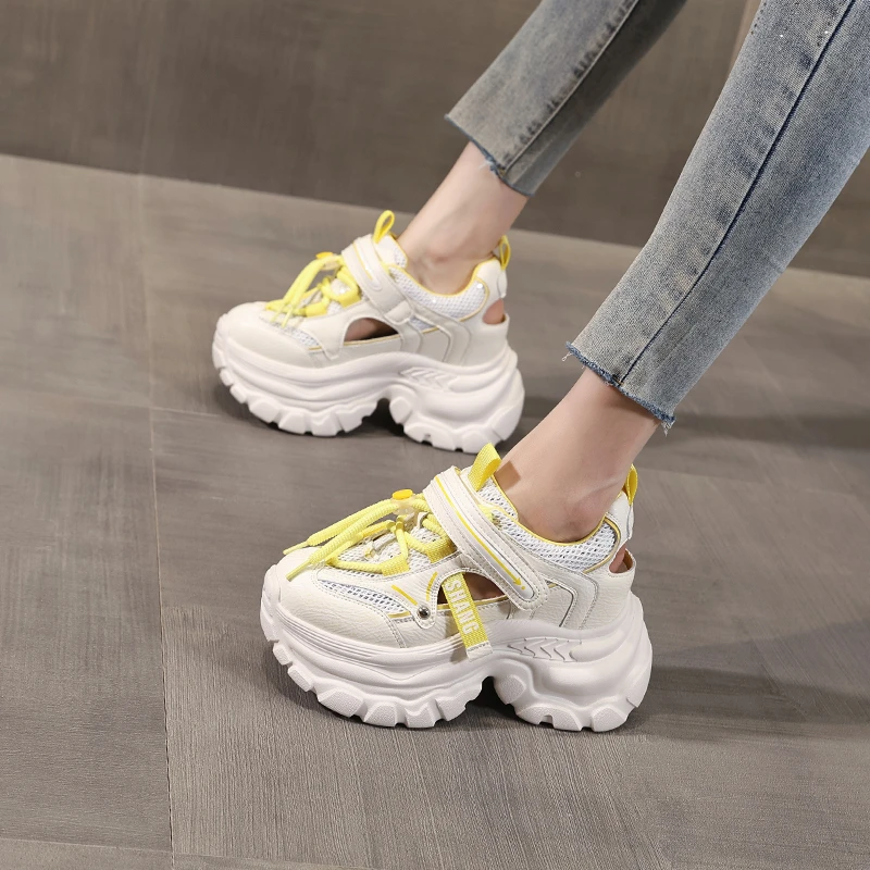 0897-27厚底内增高网面时尚老爹鞋女2025夏季新款松糕运动休闲鞋