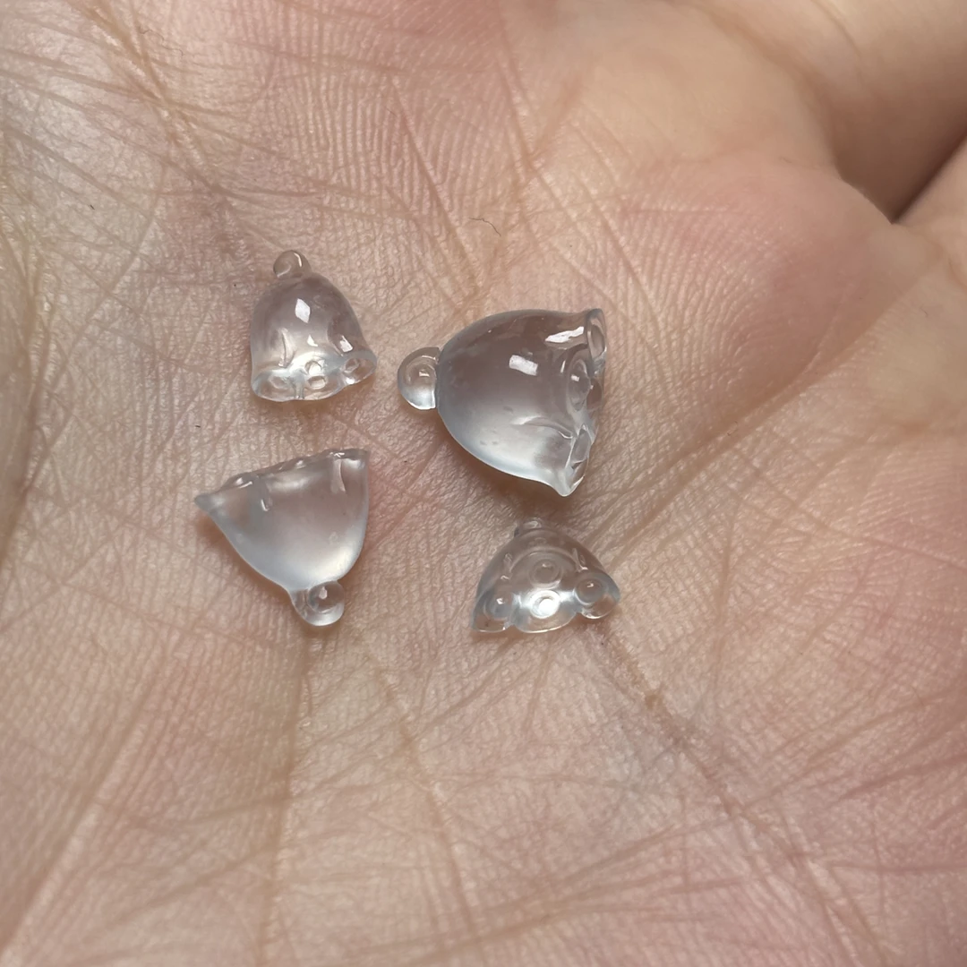 缅甸翡翠A货高冰种莲蓬裸石冰透起光圆润可镶嵌戒指手链吊坠胸针